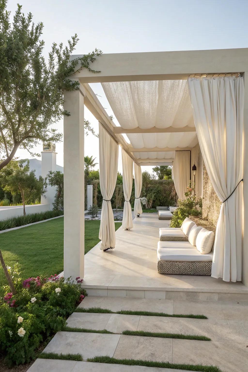 A minimalist pergola provides a tranquil and tidy outdoor area.