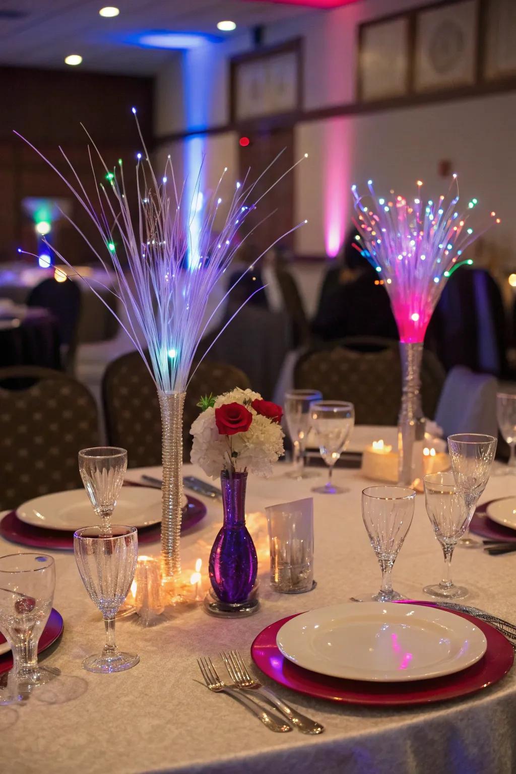 Fiber optic decorations add a modern and dynamic twist.