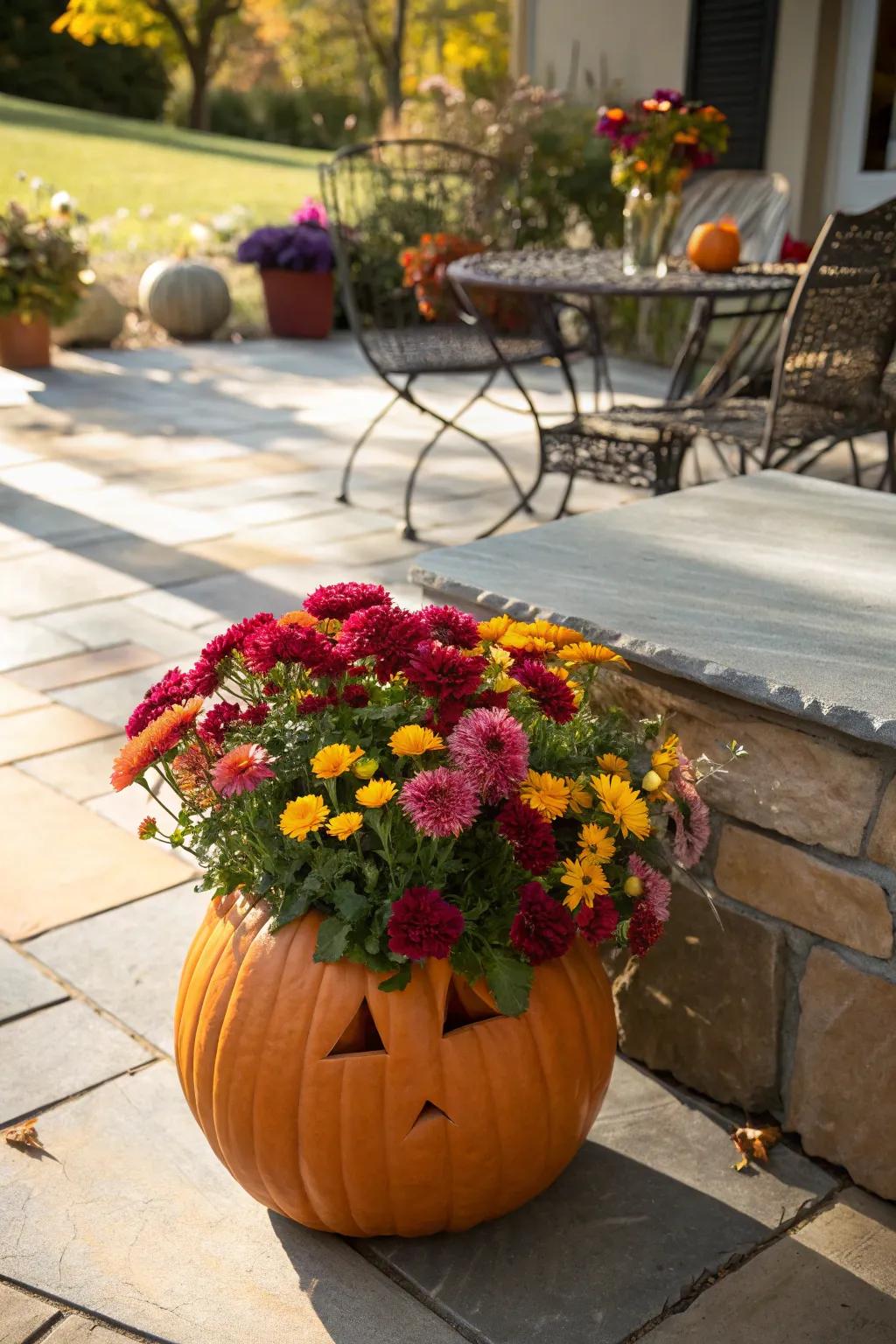Infuse a fresh look into the space using pots with florals.