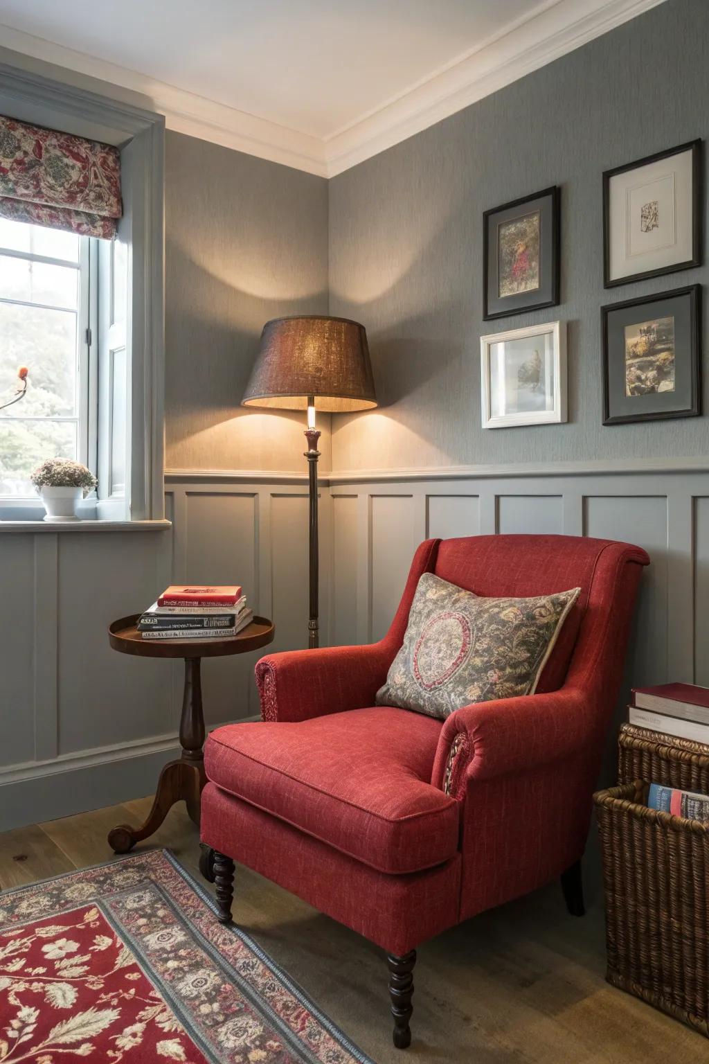 A personal nook offers a sanctuary within the living space.