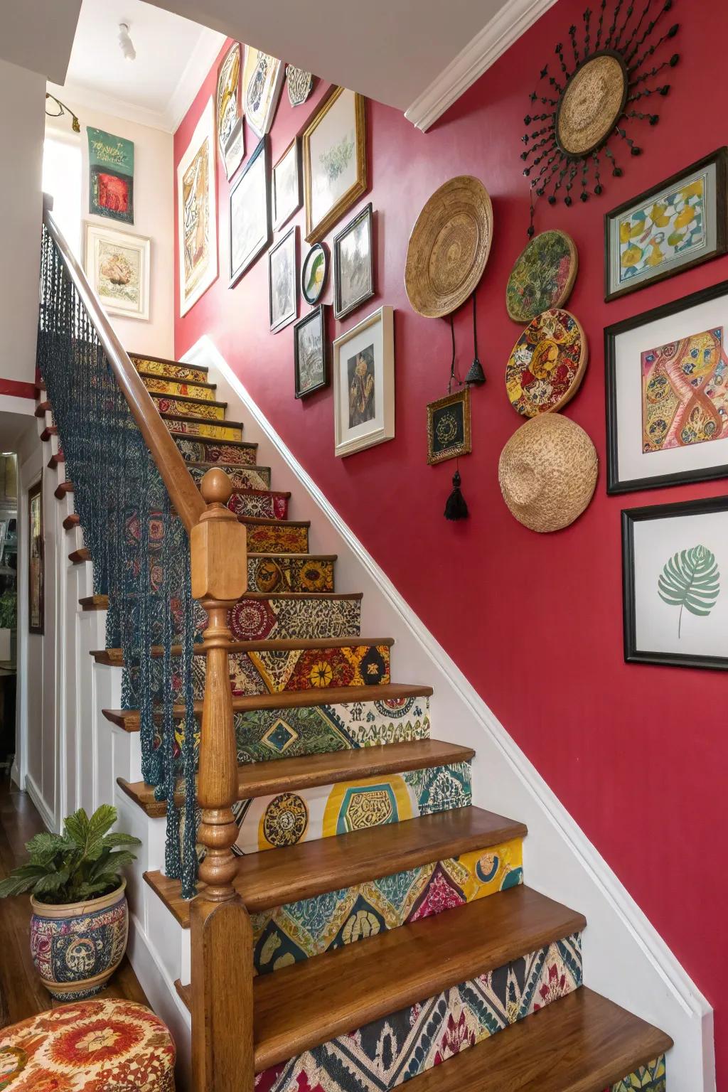 Make your staircase a focal point with a bold accent wall.