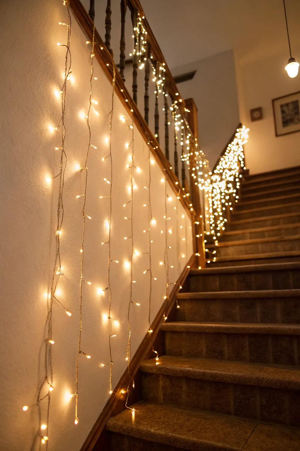 String lights create a cozy, inviting atmosphere.
