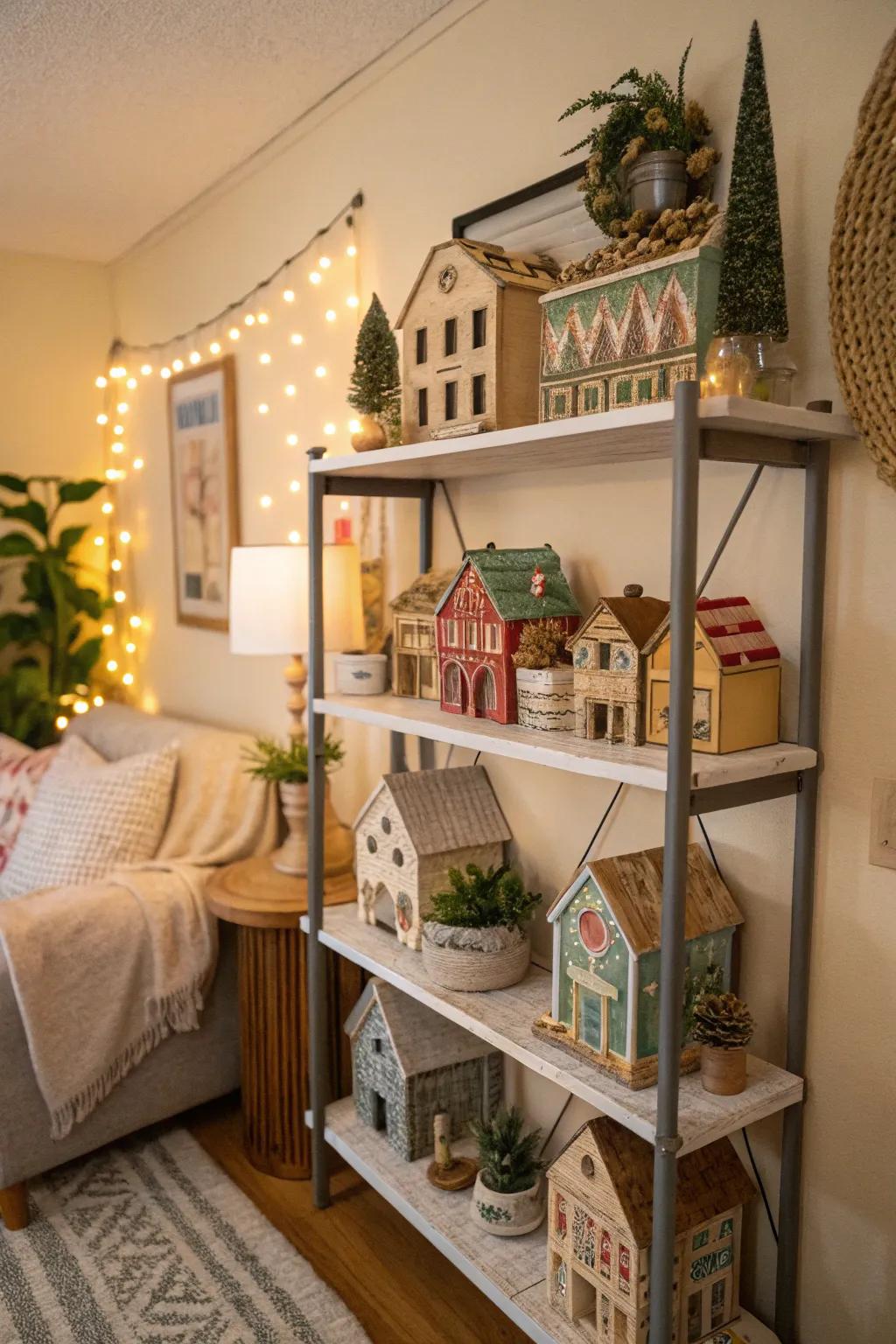 Tiny abodes fashion a delightful, storybook holiday scene.