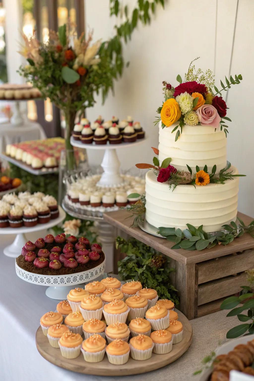 An artfully arranged dessert presentation delights the senses.
