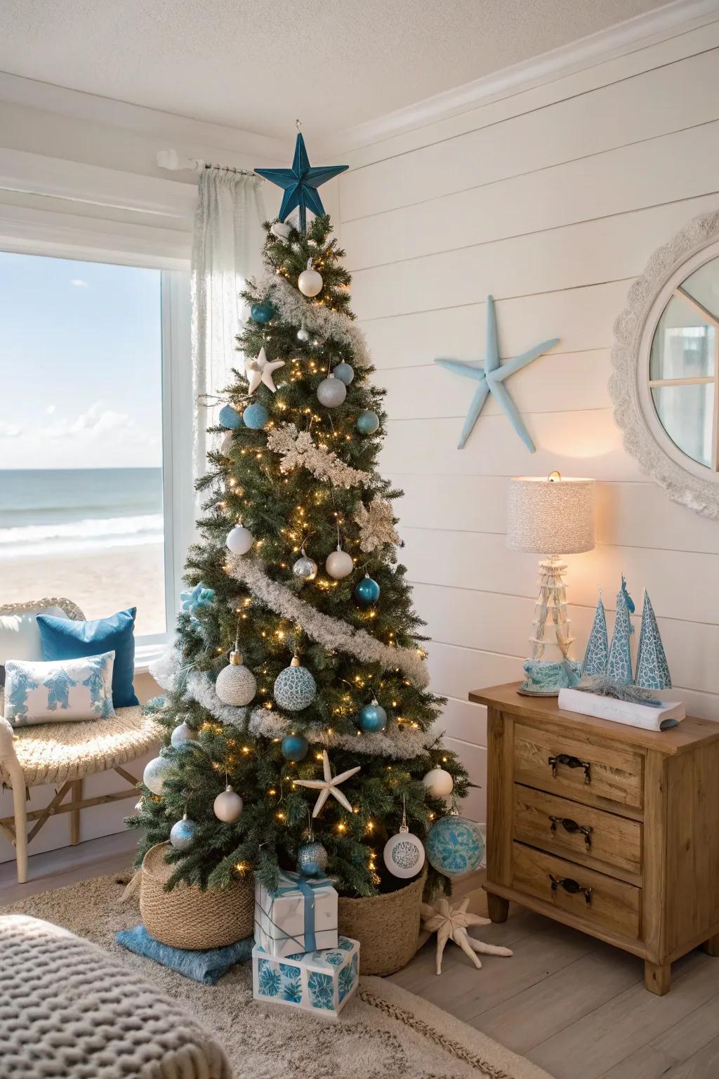 A shoreline holiday theme conveys the serene essence of the sea to your abode.
