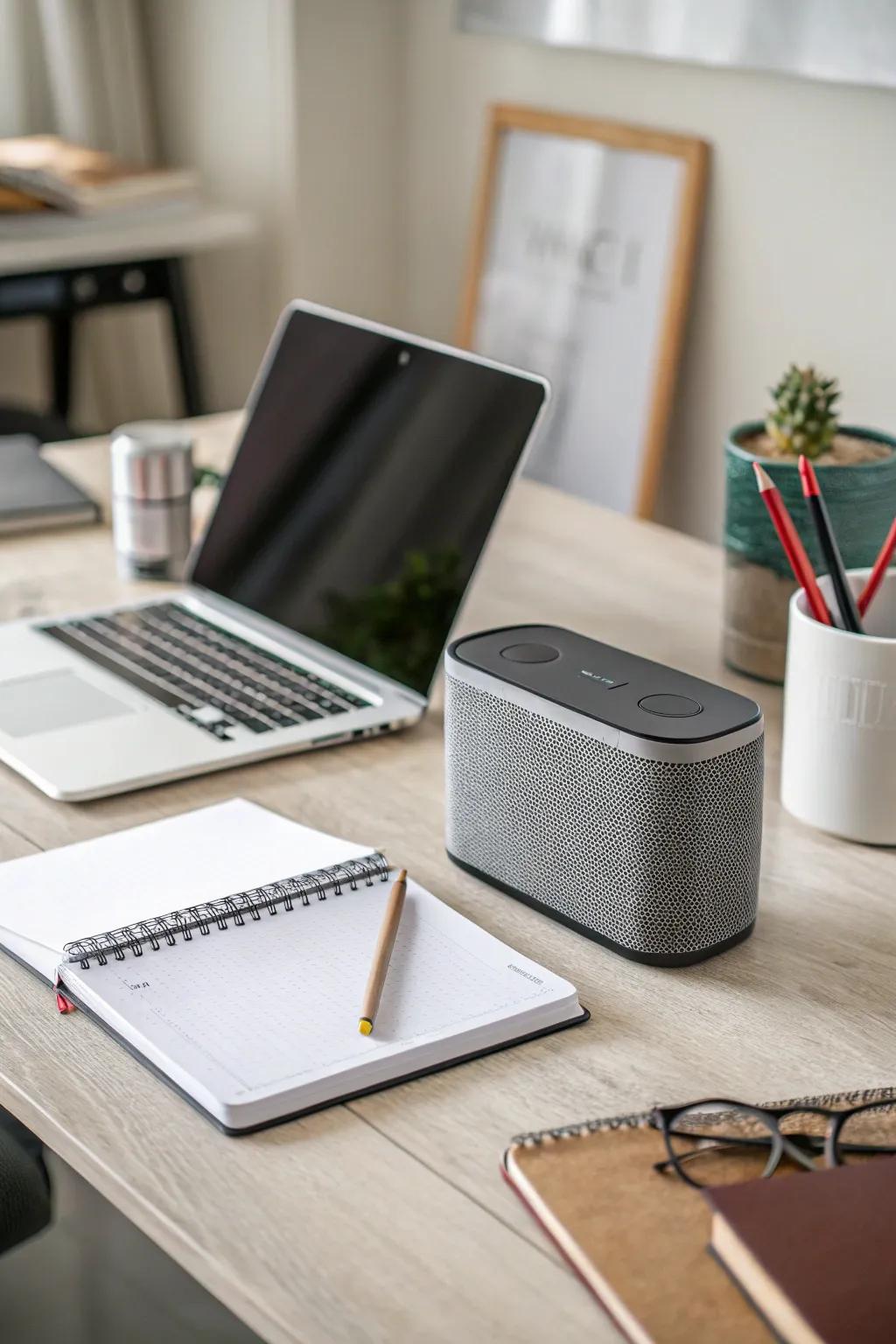A Bluetooth speaker amplifying the ambiance with music.