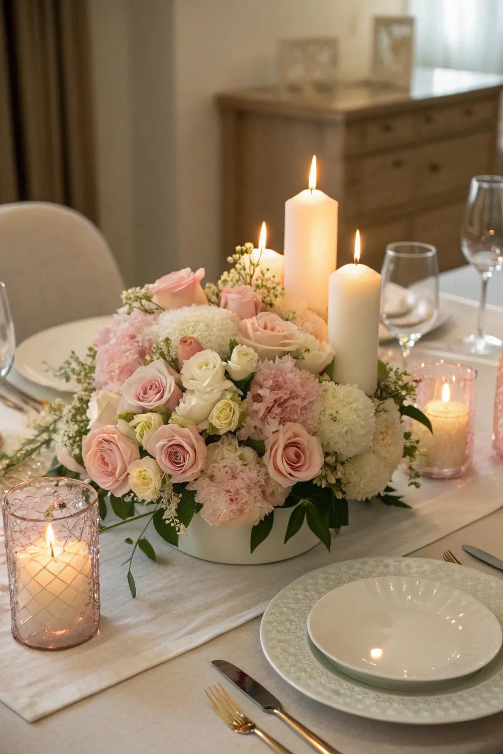 A romantic lamp-lit floral design.