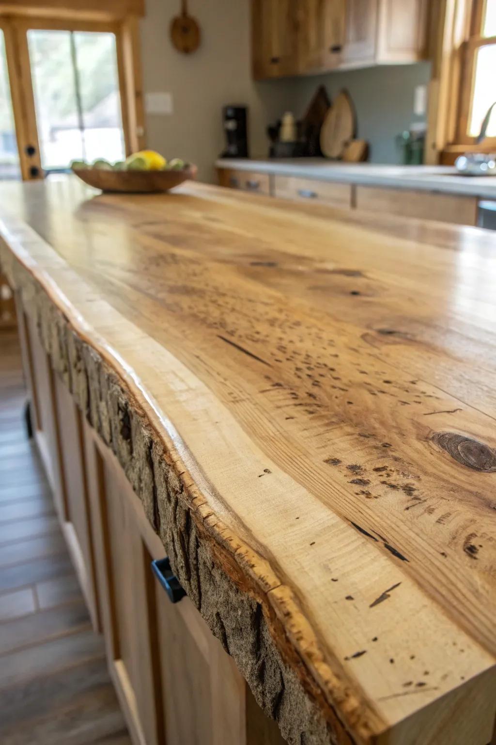 Embracing the natural imperfections that add character to a live edge countertop.