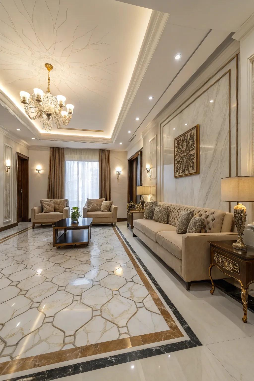 Balanced design enhances the harmony of marble floors.