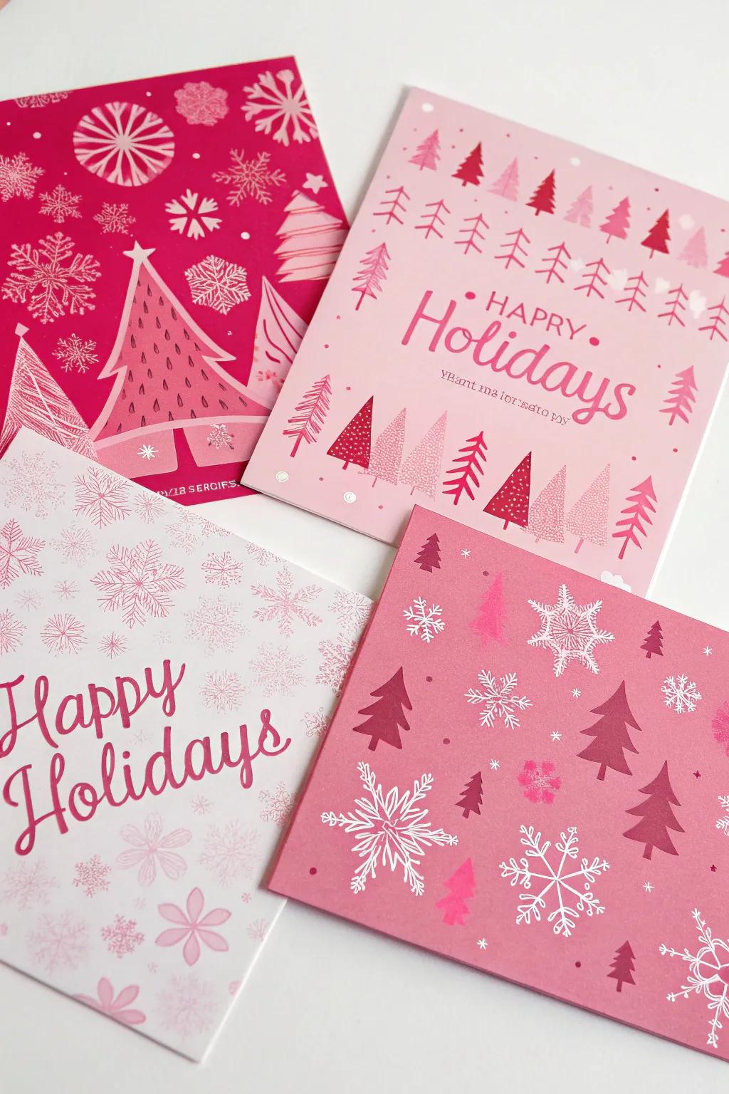 Rosy festive cards that spread joy and affection.