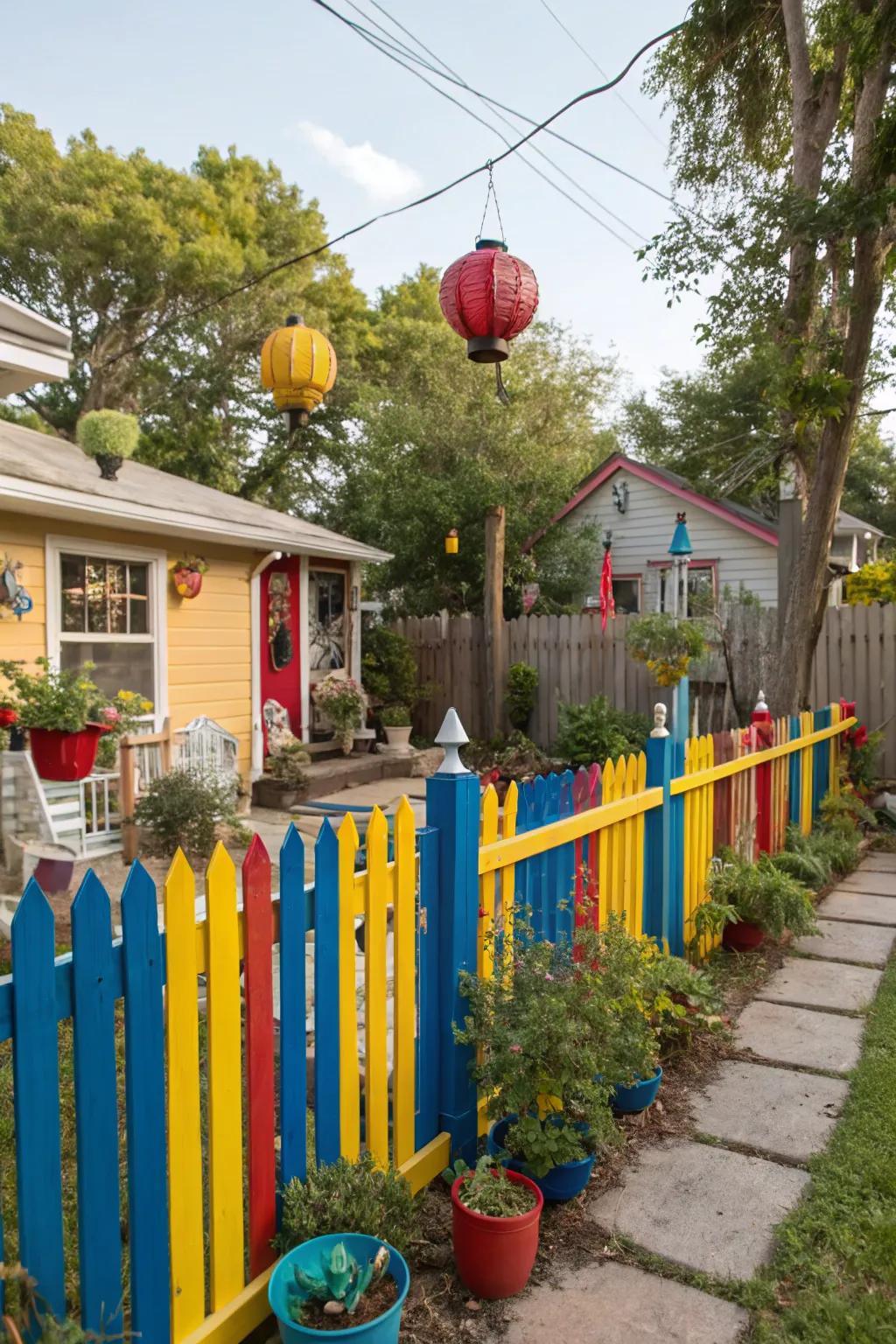 Colorful fences add a bold and personal touch to your garden.