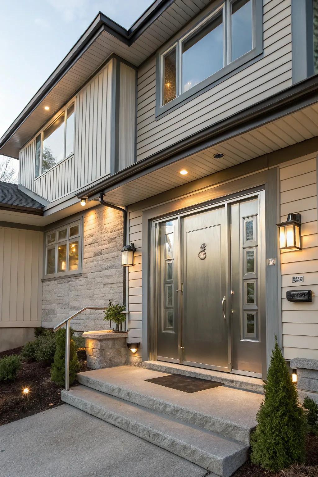 Metallic finishes incorporate luxury and modernity to your entrance.
