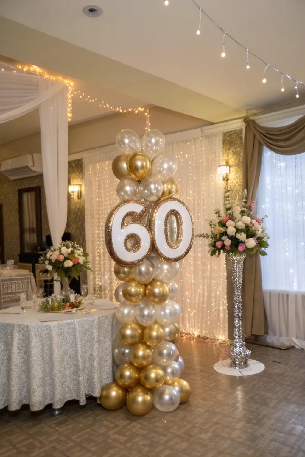 Let '60' radiate as the core of the celebration.