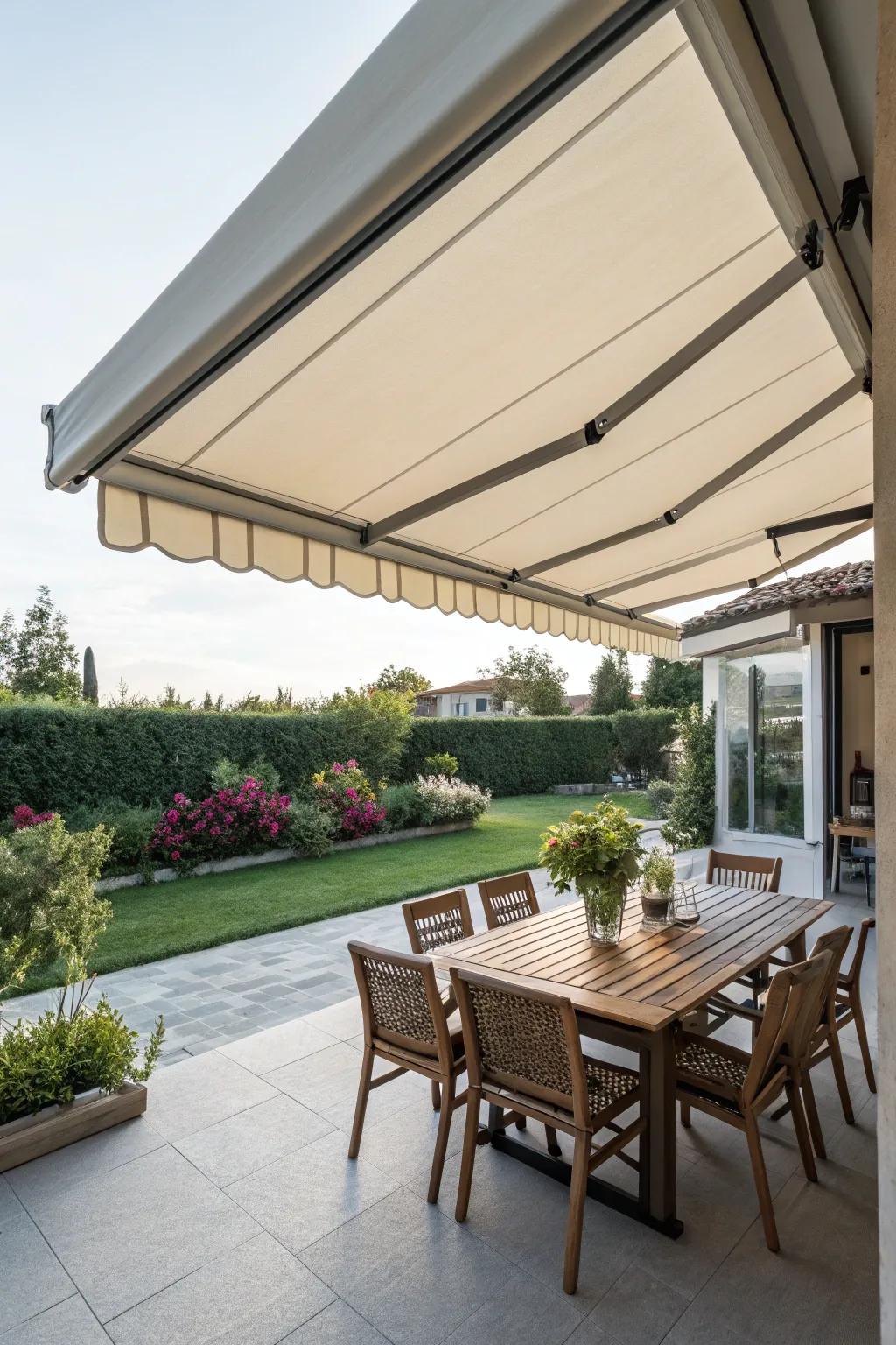 A flexible shielding system presents adaptable shading options.
