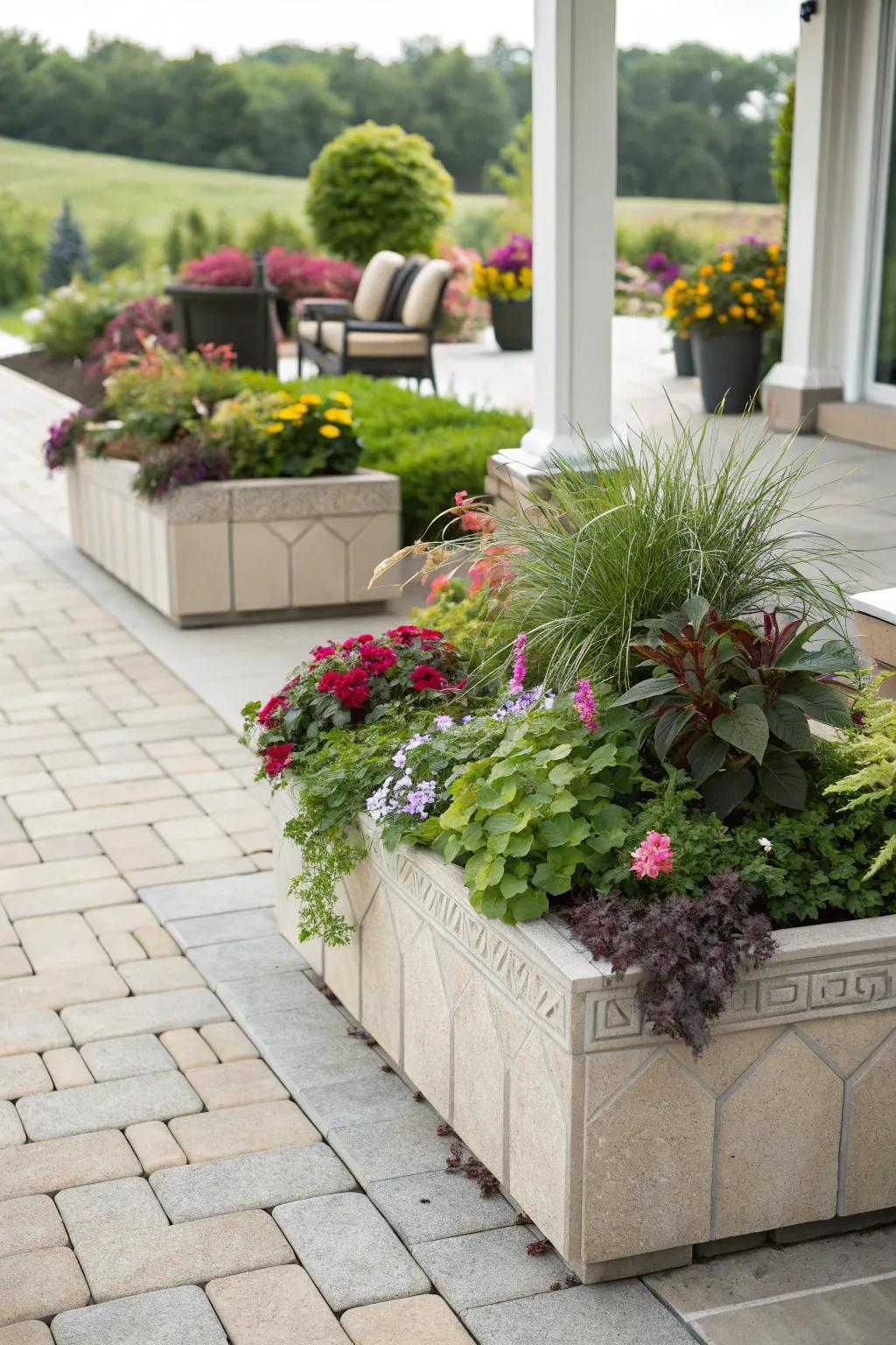 Incorporate greenery into your patio for a vibrant and natural look.