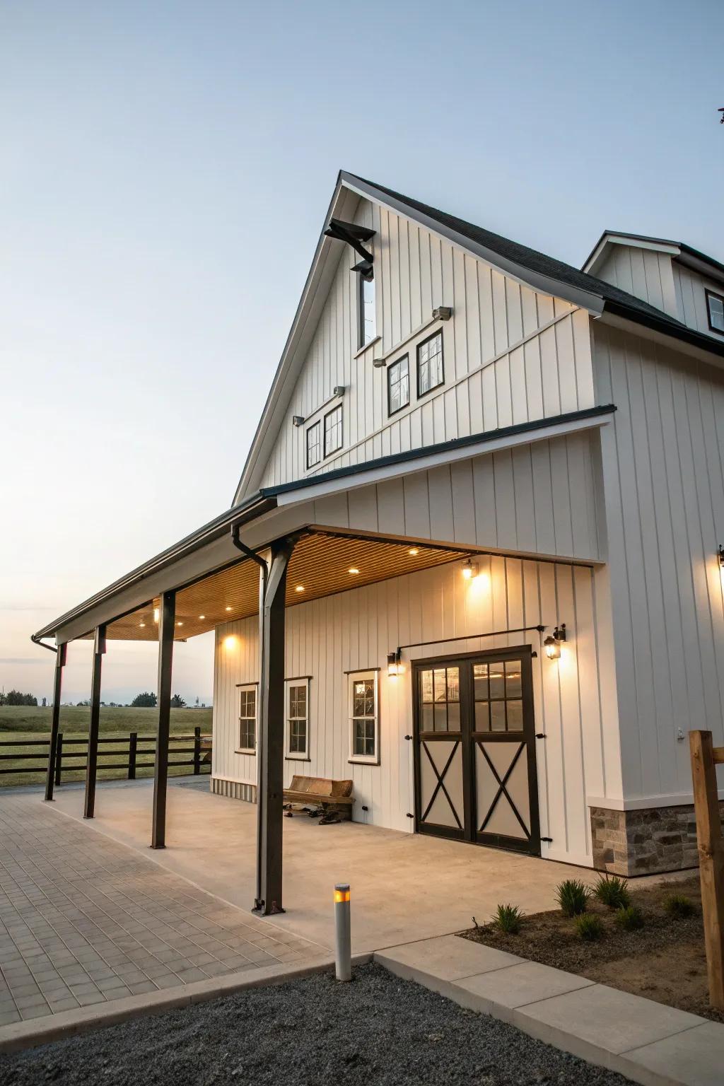 A modern minimalist barn overhang that radiates simplicity.