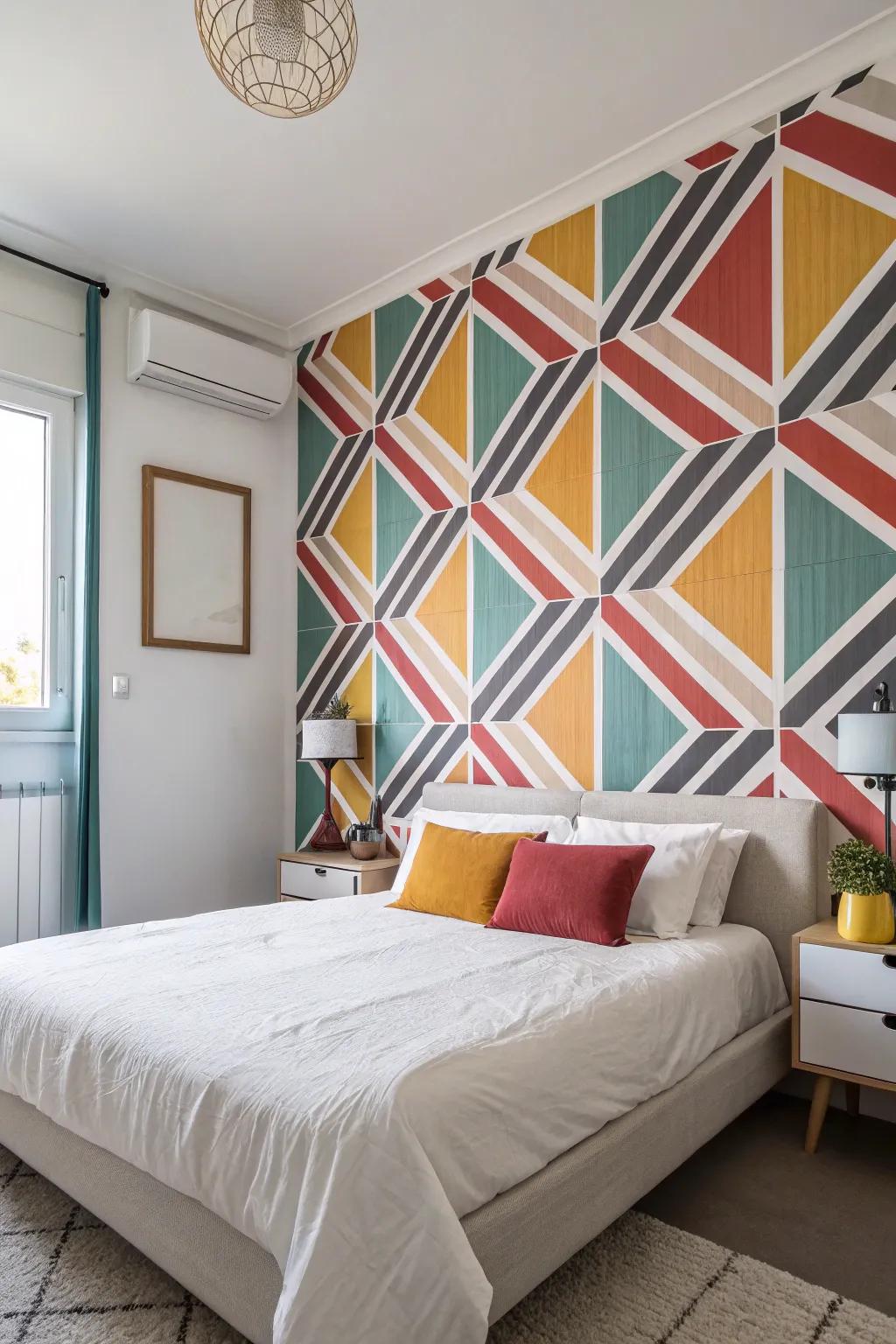 Geometric designs evoke a modern and chic atmosphere.