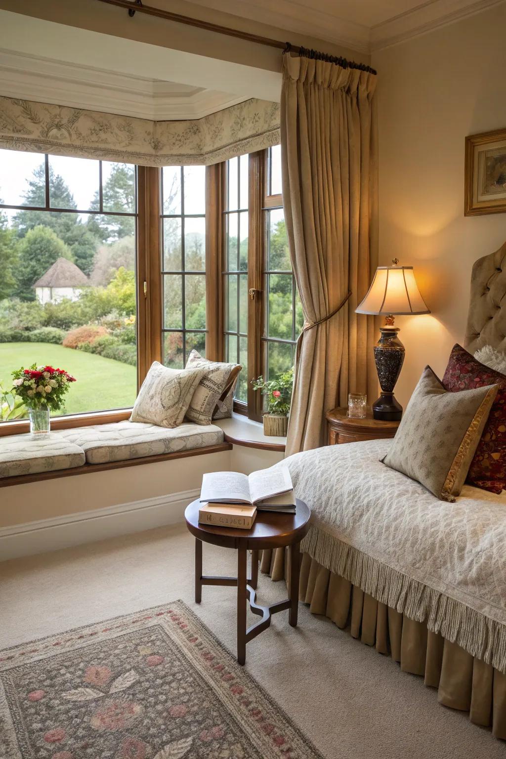 Relaxing and serene carpeted bedroom