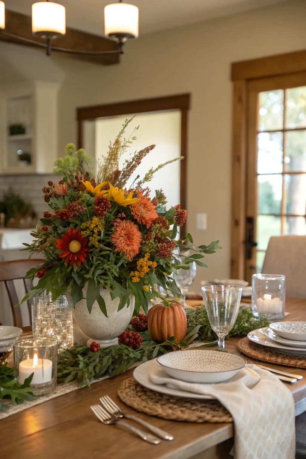 An exquisite floral tablescape enhancing the party's sophistication
