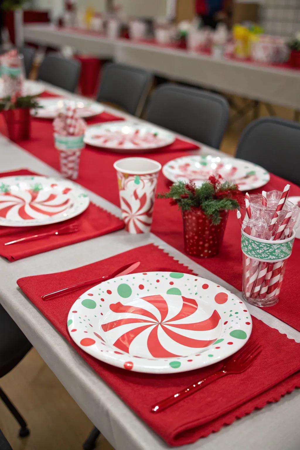 Uplift your dining space with candy cane-themed configurations.