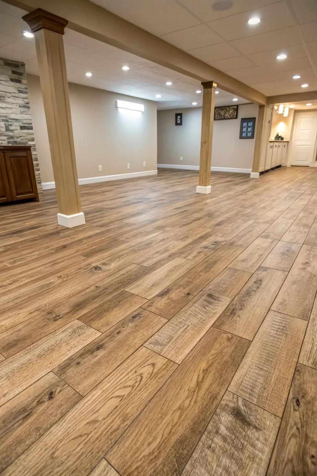 Plastic-based planks capture the charm of hardwood minus the hefty price tag.