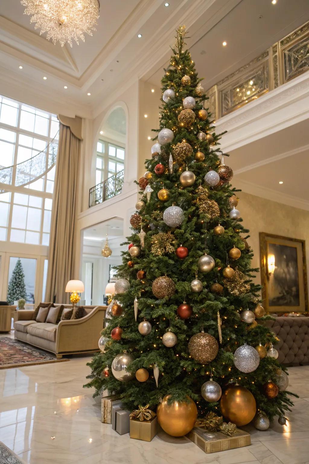 Metallic ornaments impart a hint of glamour to any Christmas tree.