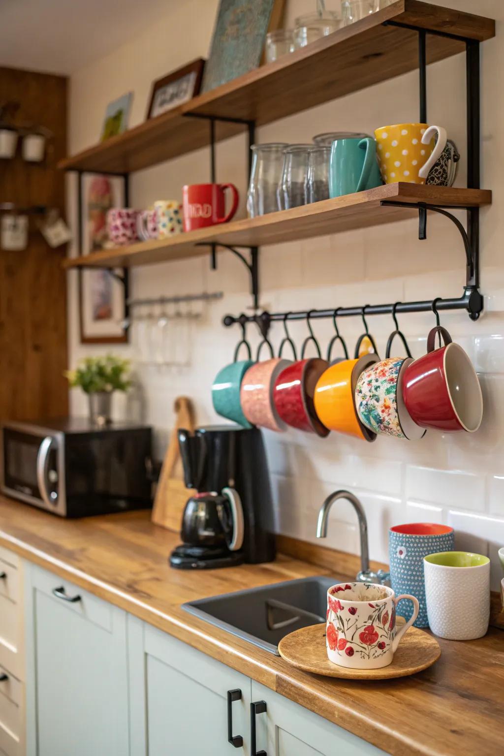 Showcase your favorite mugs to personalize your coffee station.