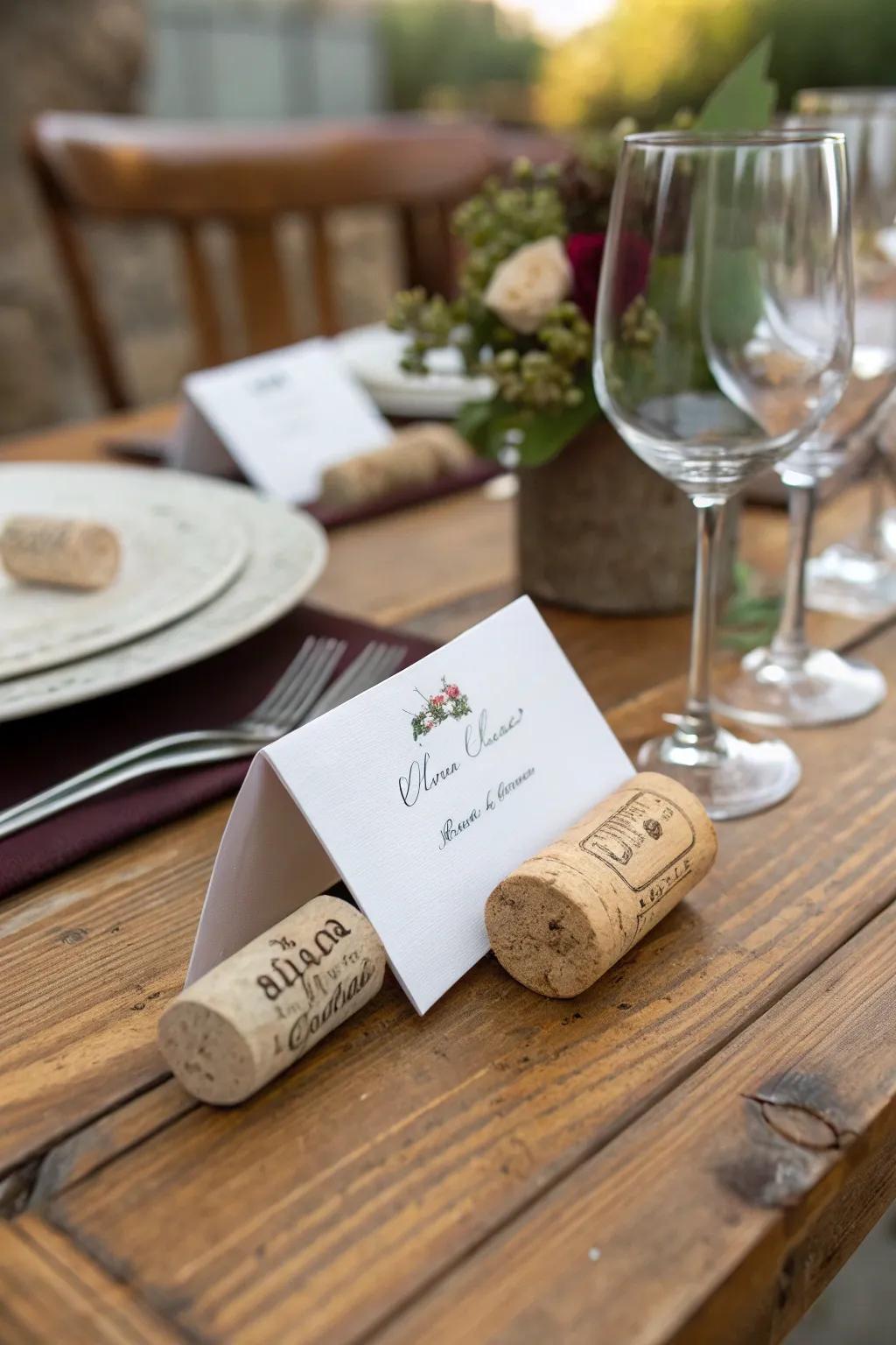 Wine cork holders add a rustic charm to your table.