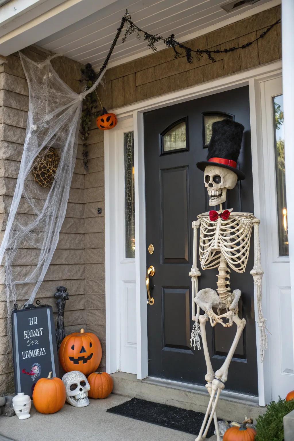 A skeleton extends greetings at this Halloween-inspired entry.