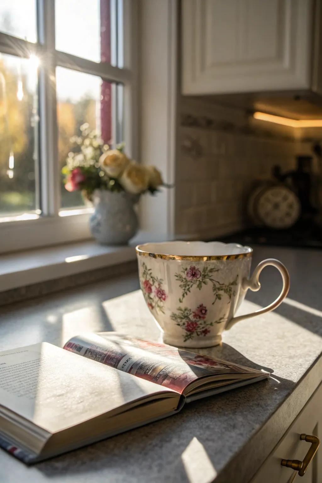 Vintage floral designs meet modern cup shapes for a timeless, elegant look.