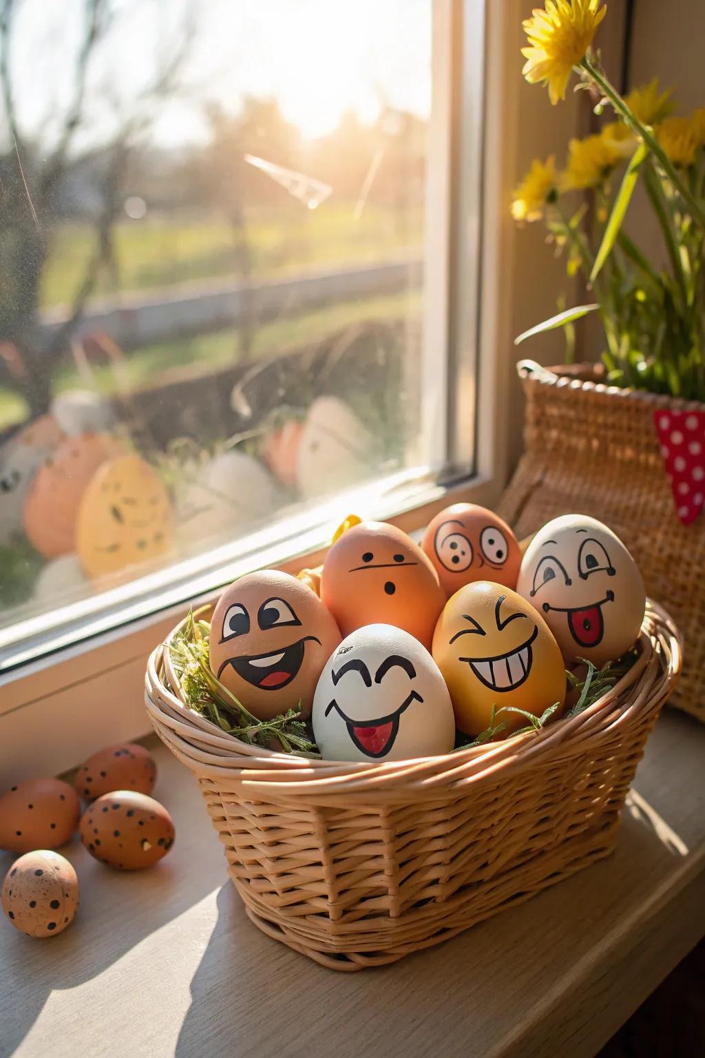 Eggs with expressive faces brighten up any setting.