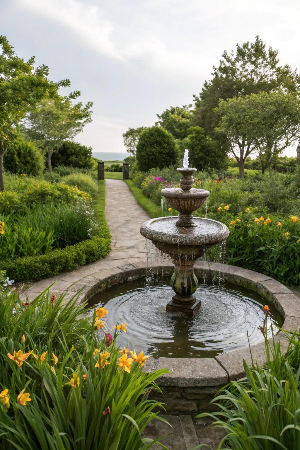 A water feature brings tranquility to any garden.