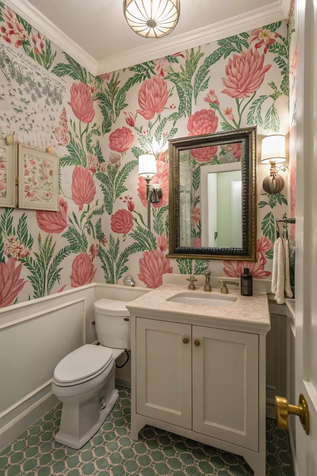 Floral patterns foster a peaceful and natural atmosphere.