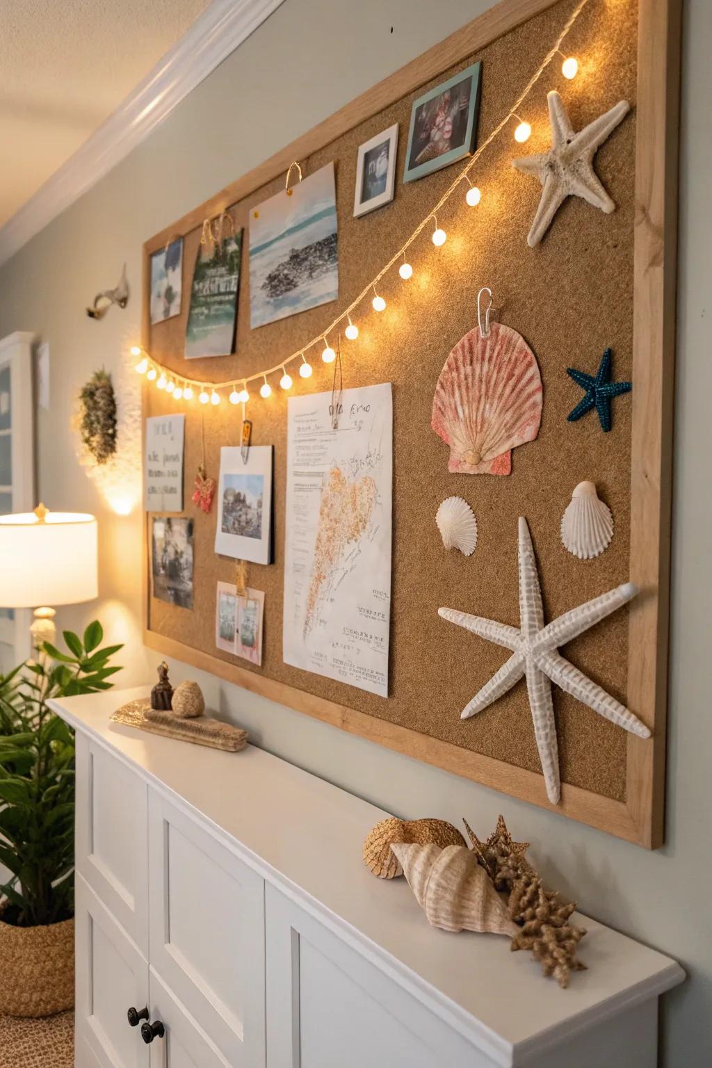 A seaside-inspired bulletin board mirroring the soul of summer unwinding.