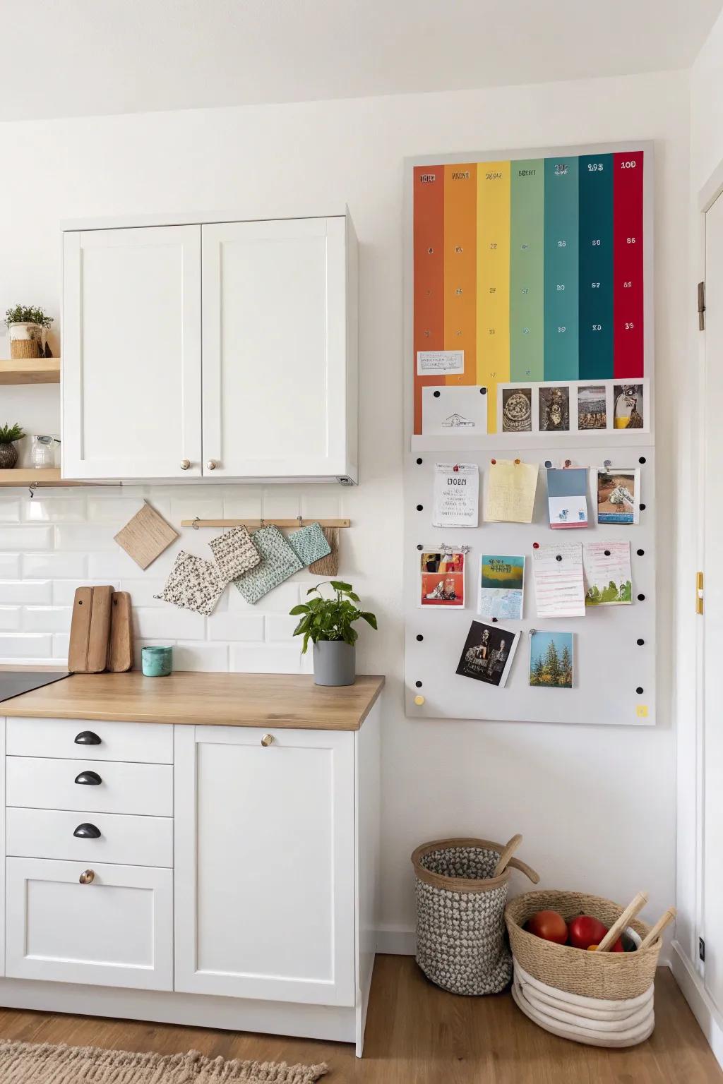 Add a burst of color with a stylish metallic board.