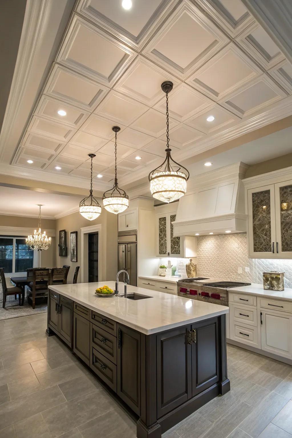 Infuse elegance and visual depth with a finely crafted tray ceiling.