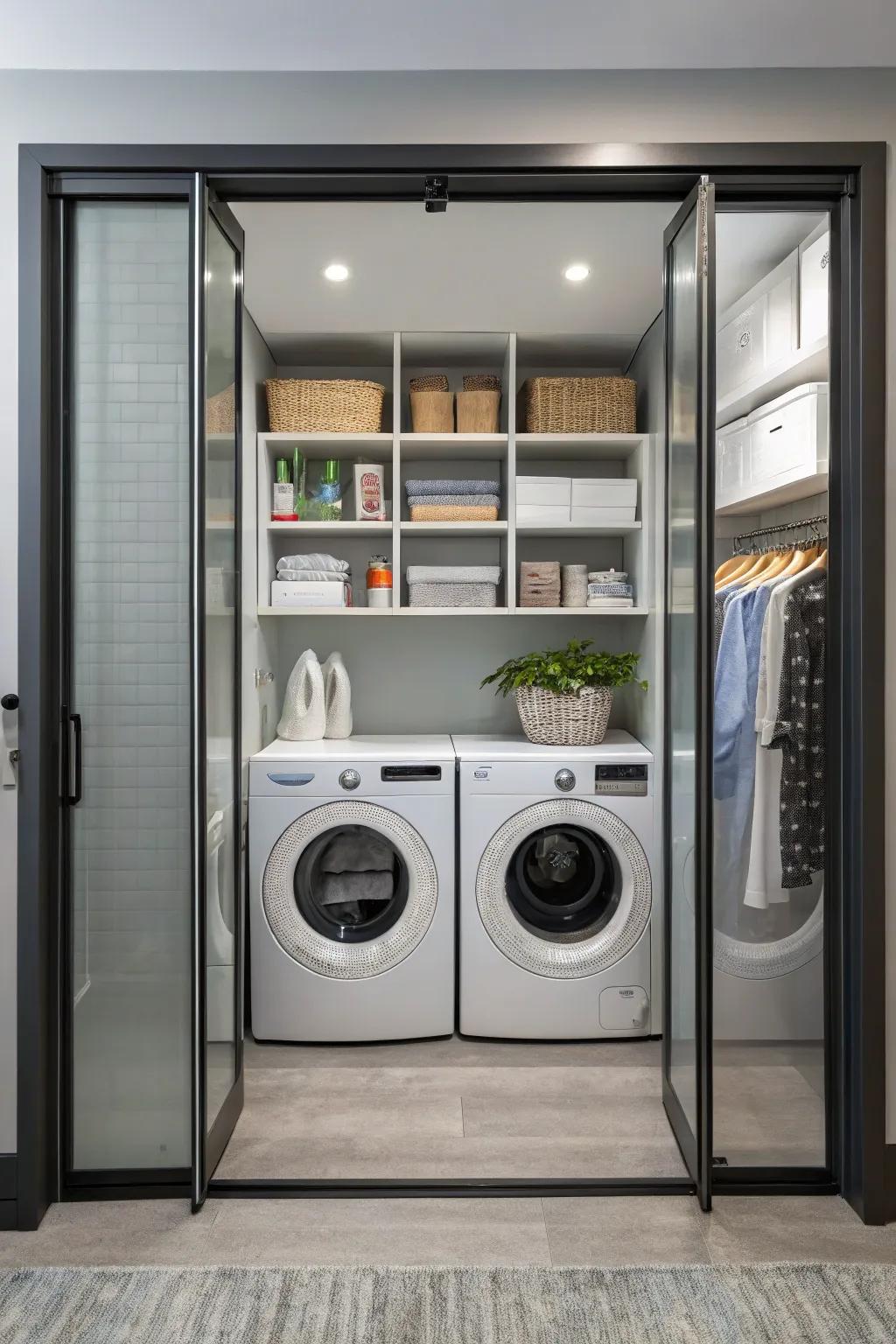 Bi-fold doors present a space-efficient solution for smaller laundry spaces.