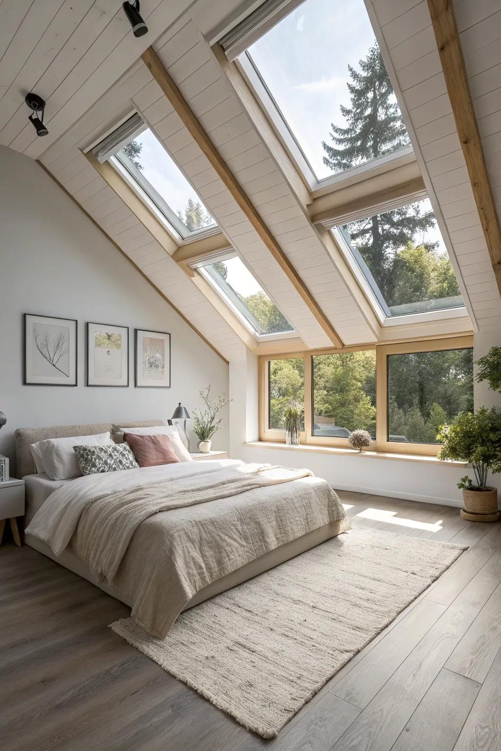 Invite the sun in with skylights and large windows.