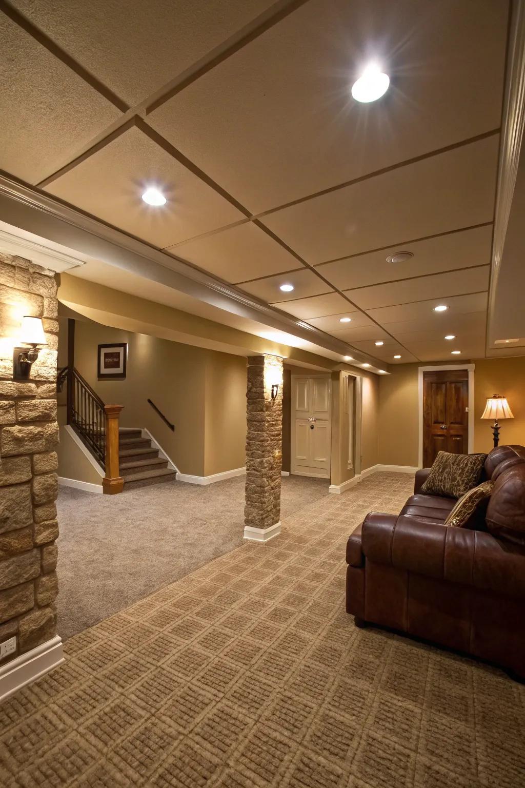 Inset lighting optimizes ceiling clearance while guaranteeing adequate illumination.