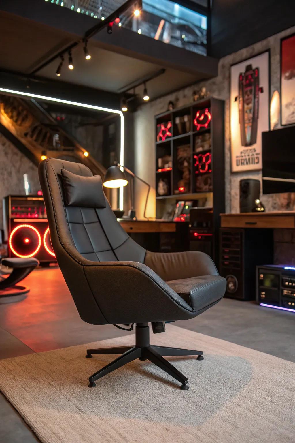 Embrace modern elegance with a sleek rotating seat.