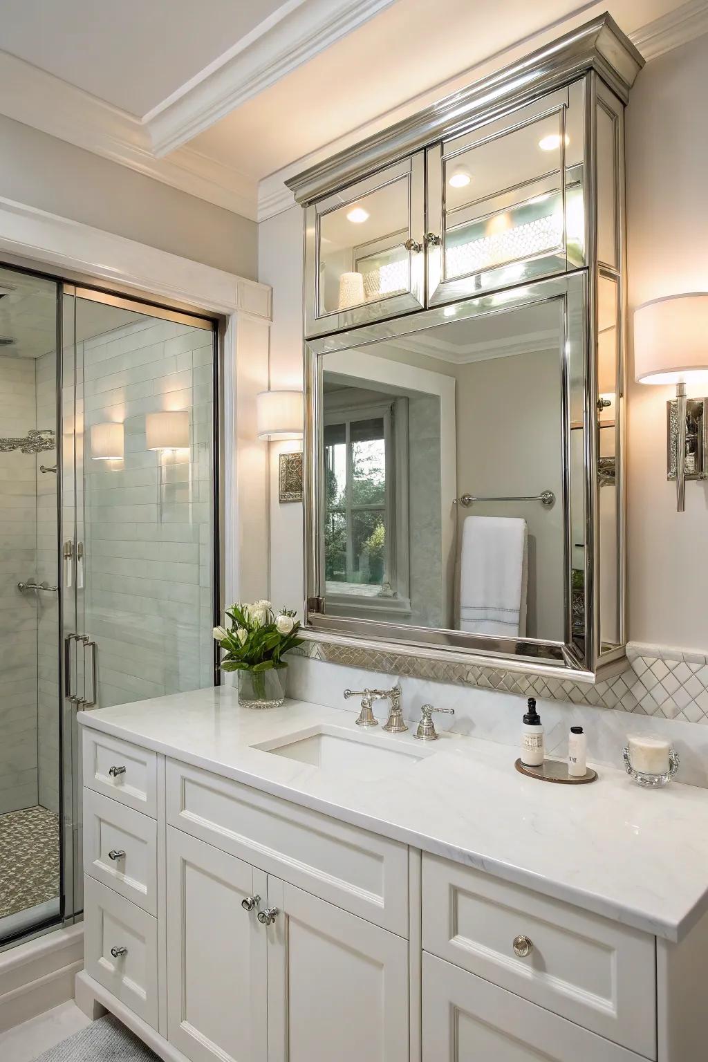 Mirrored cabinets boost both the look and usability of your bathroom.