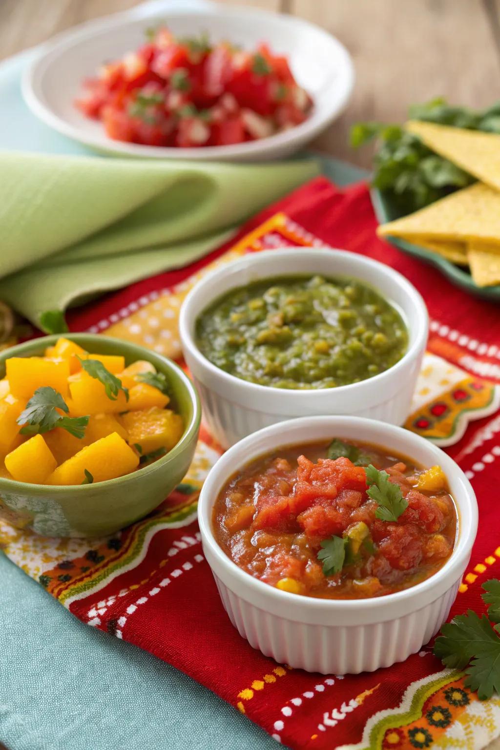 A trio of salsas, ensuring there's something for everyone.
