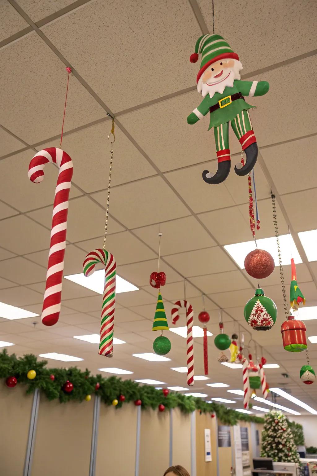 Whimsy from above: use ceiling space for festive cheer.