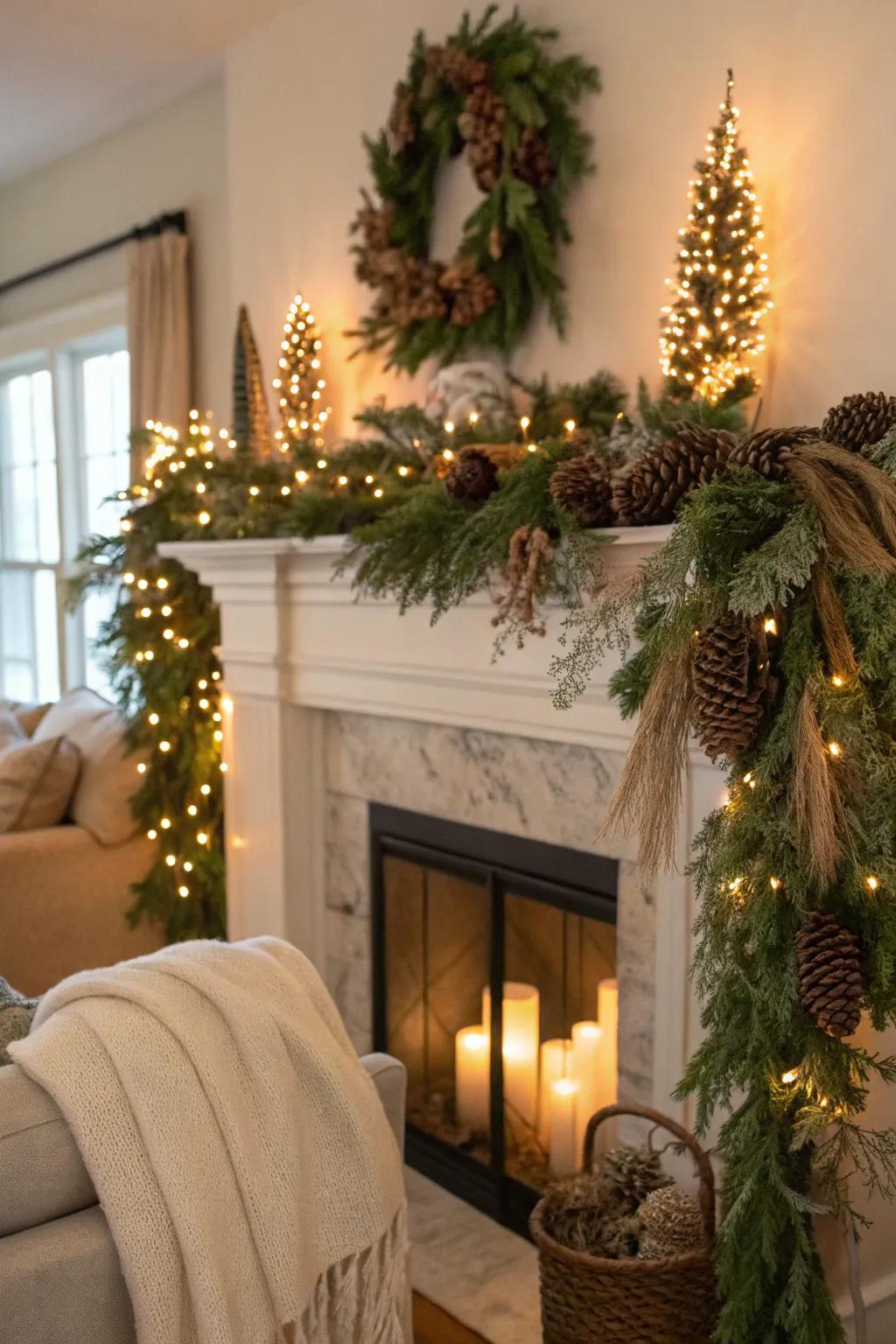 Organic leafy garlands contribute a revitalizing and earthy vibe to holiday aesthetics.