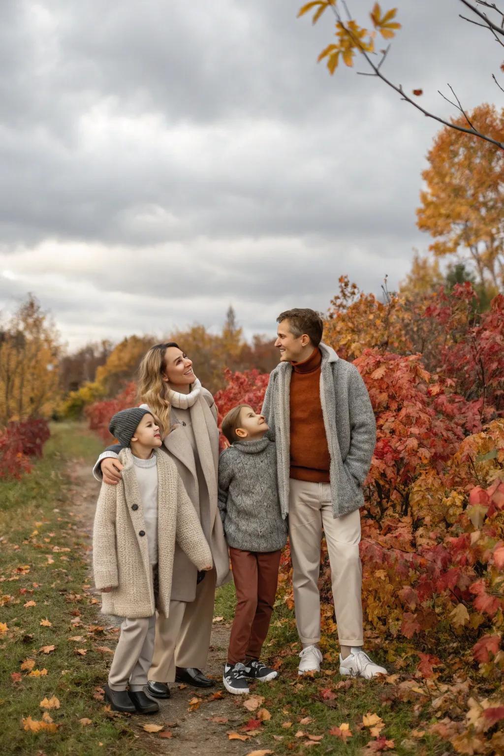 Layers of neutrals create a cozy and cohesive family portrait.