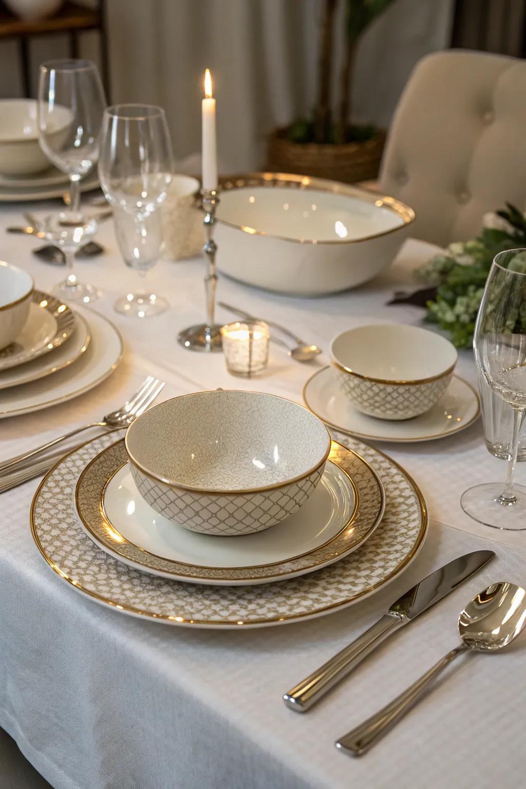 A beautifully arranged table setting contributes to an atmosphere of sophistication.