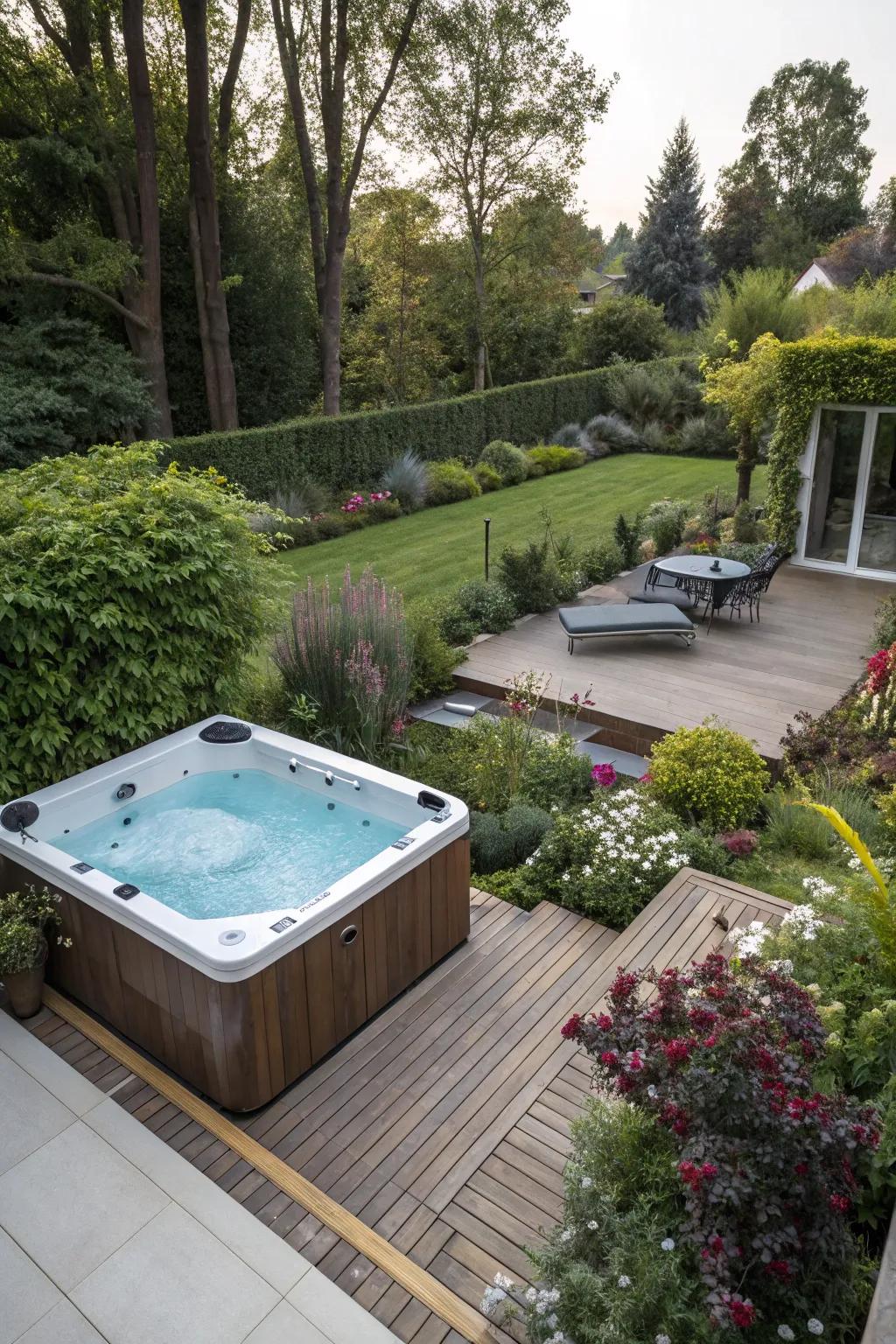 Elevate your relaxation with a hot tub.