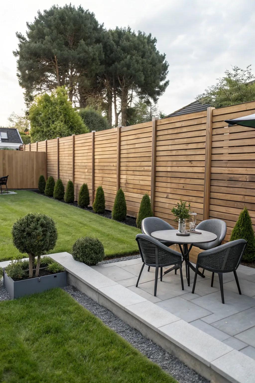 Horizontal lines bring a modern touch to your outdoor space.