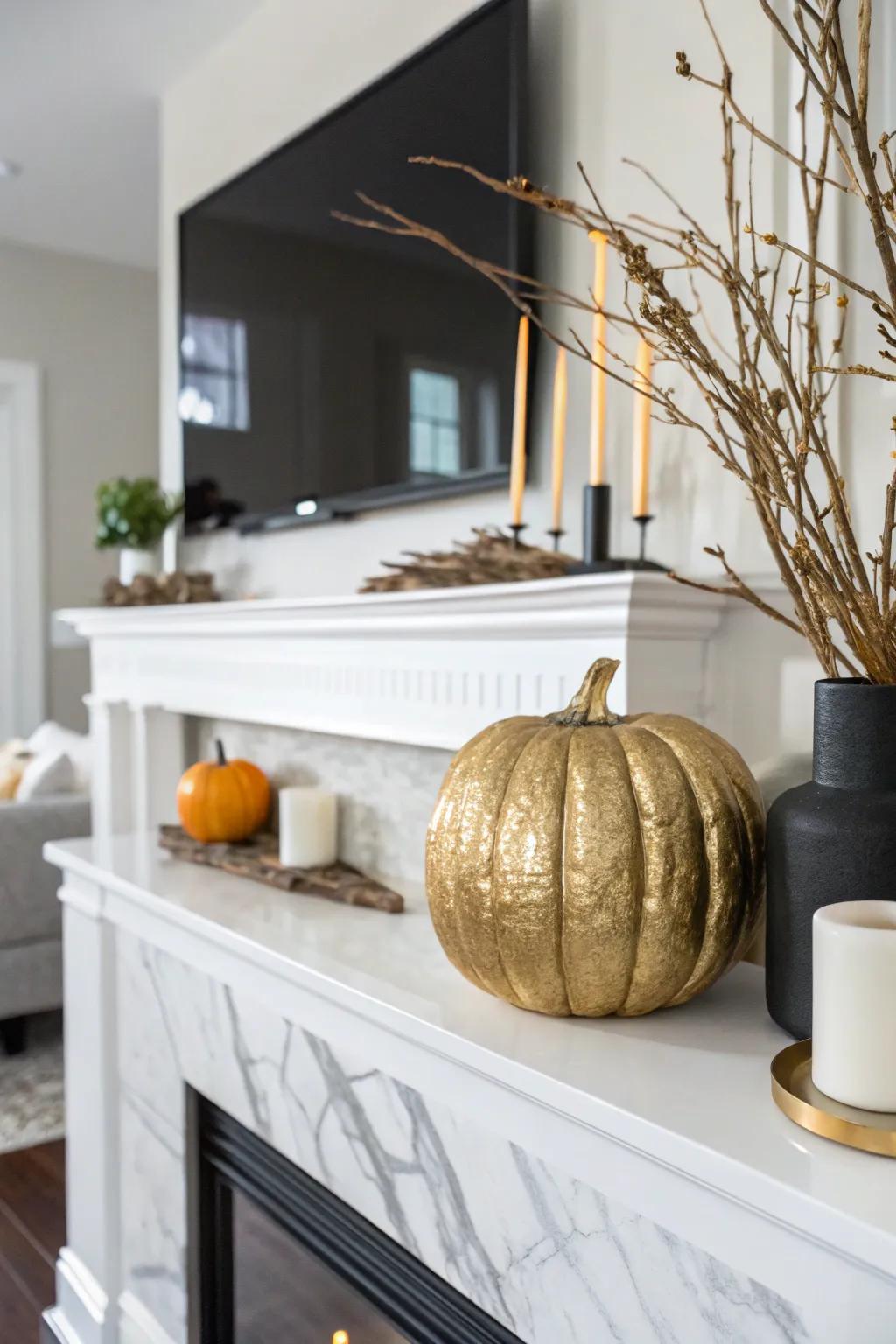 Metallic details introduce a hint of opulence to any pumpkin creation.