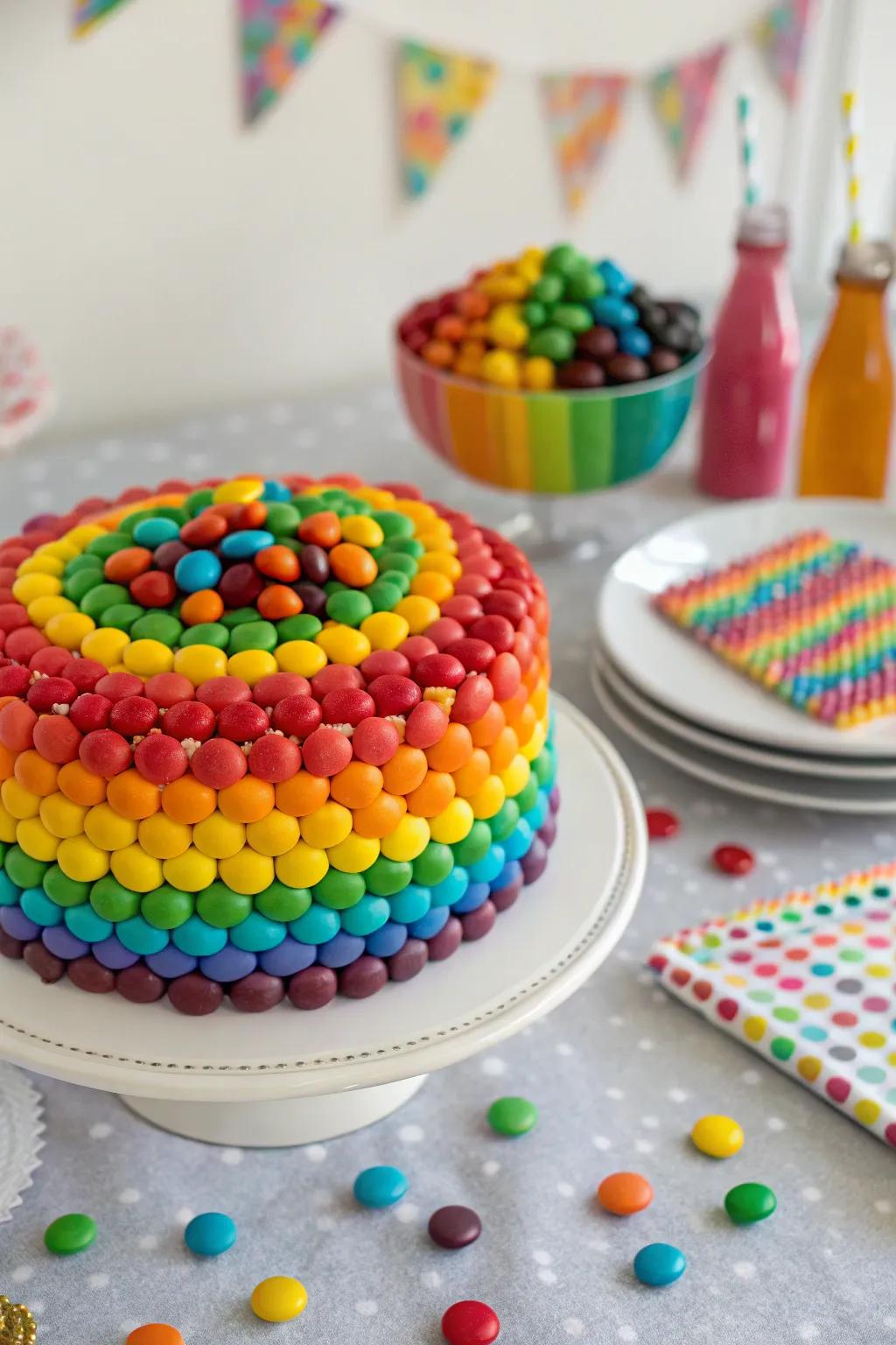 A sweet-enrobed spectrum confection brings extra delight to the celebration.